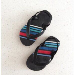 Striped Black Flip Flops, size 7/8